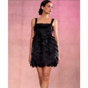 Cynthia Rowley Women's Scalloped Petal Mini Dress Black XS NWT 325